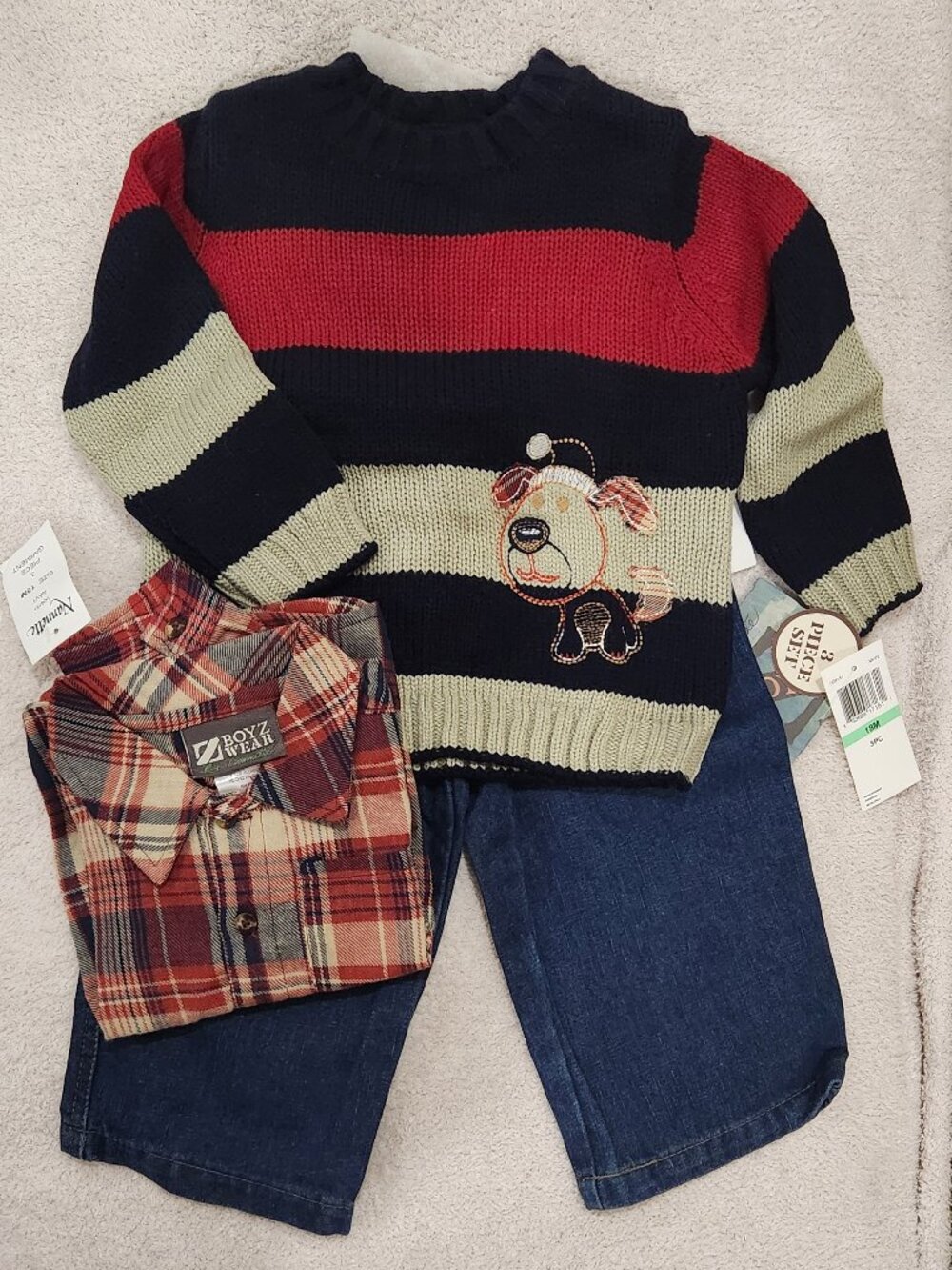 Nannette - Boys' 3-Pc Striped Sweater Set